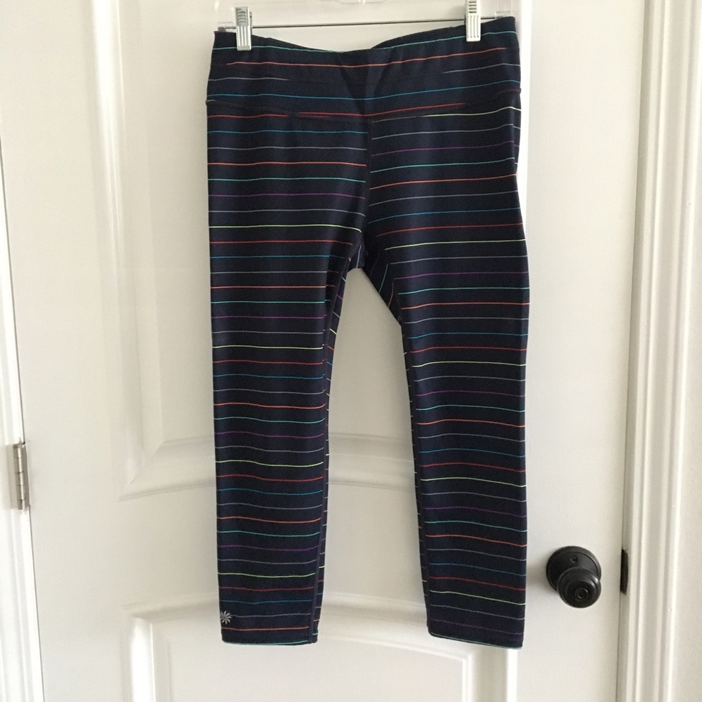 Navy blue striped leggings